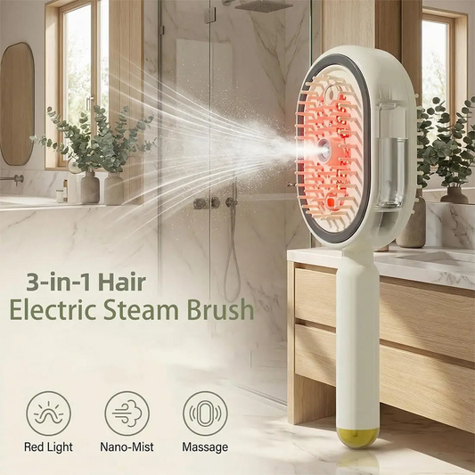 3 in 1 Electric Water Spray Reduce Frizz Anti-Static Retractable Steam Massage Comb.