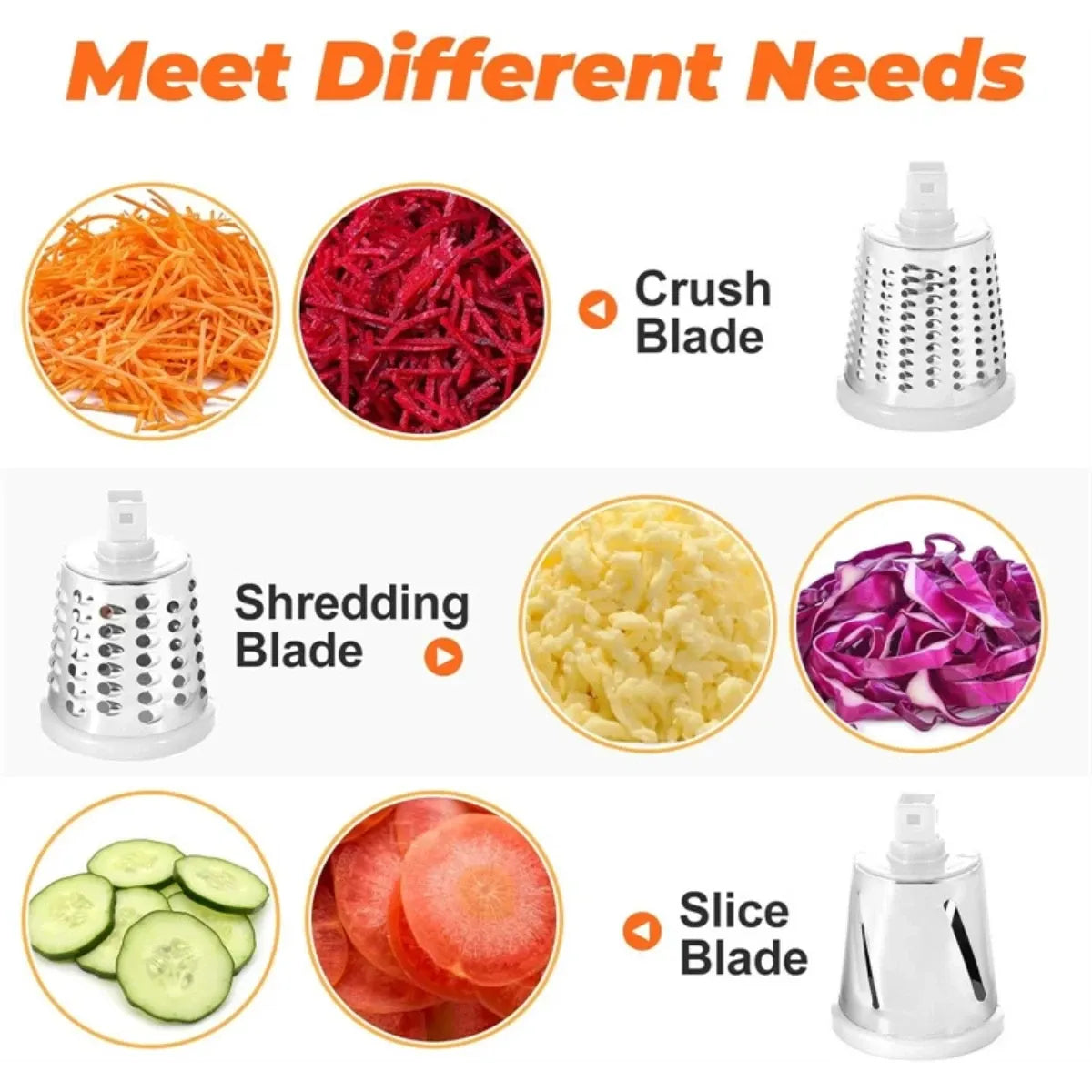 Manual Rotary Cheese Grater with Handle - White