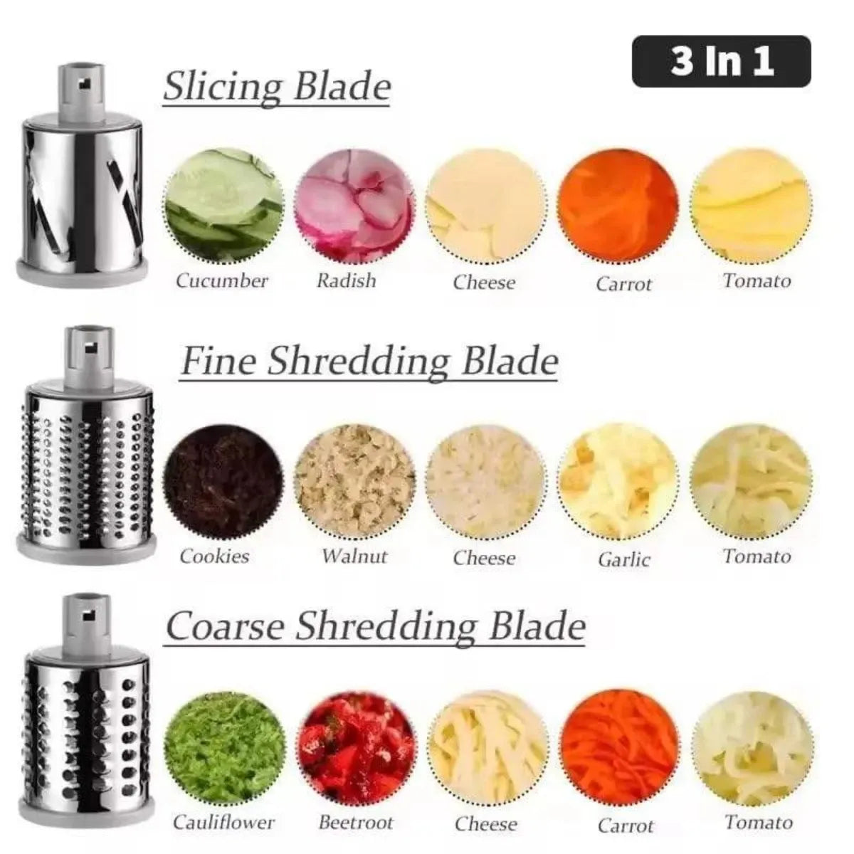 Manual Rotary Cheese Grater with Handle - White
