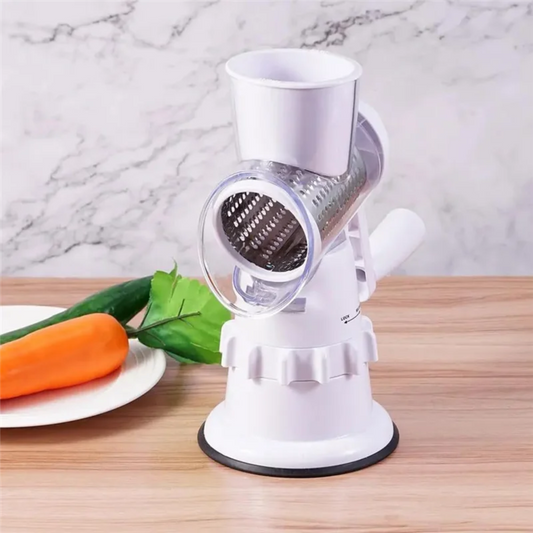 Manual Rotary Cheese Grater with Handle - White